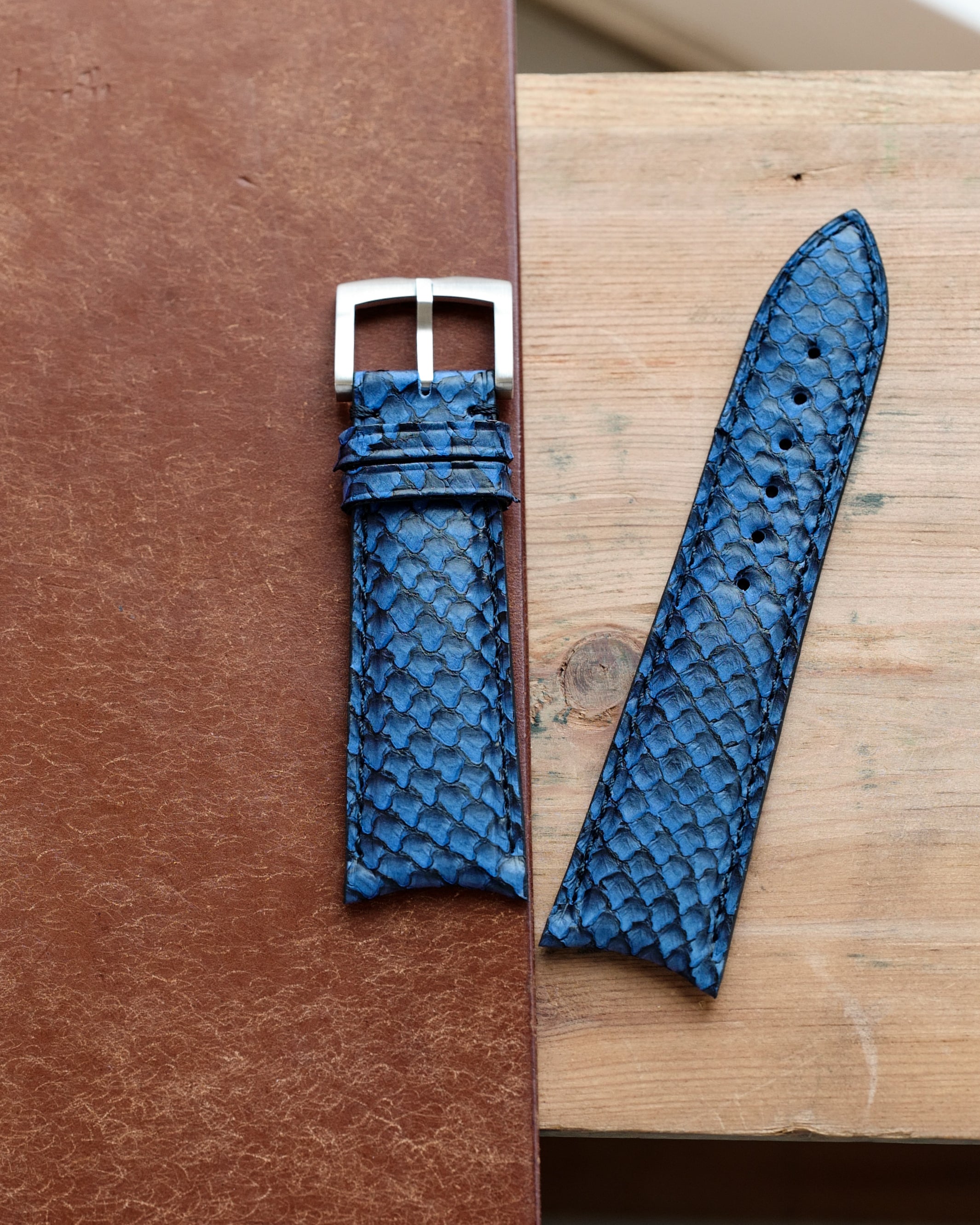 Salmon leather strap