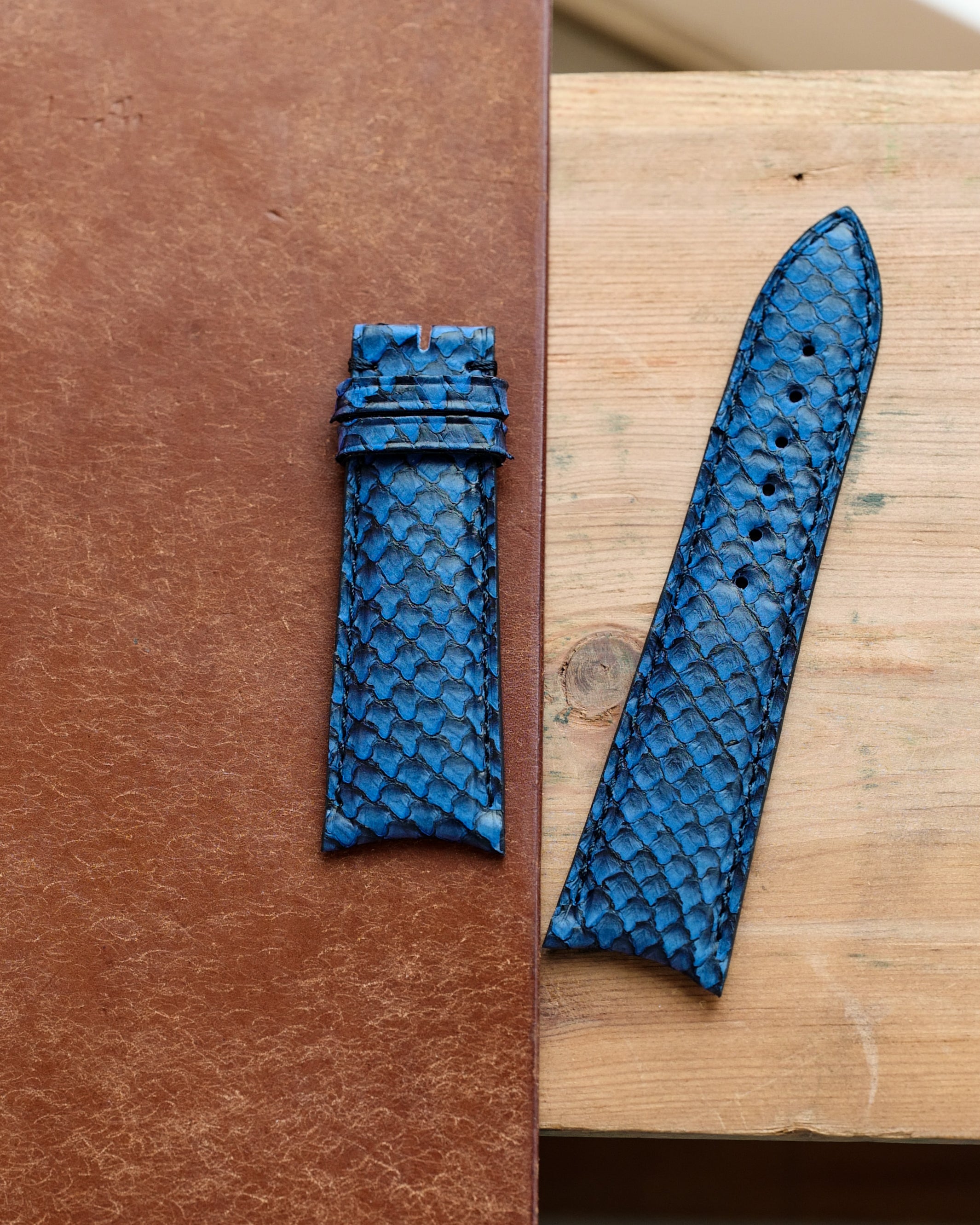 Salmon leather strap