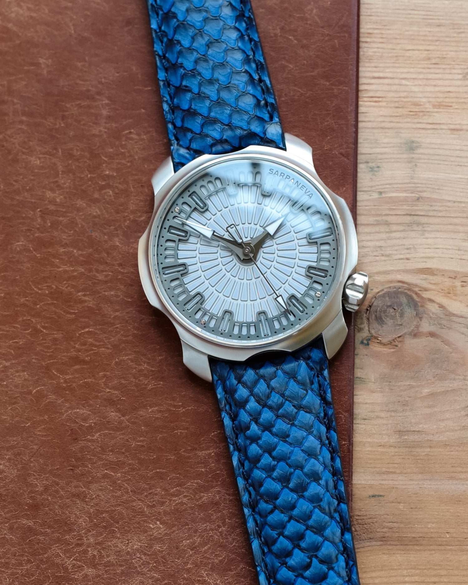 Salmon leather strap